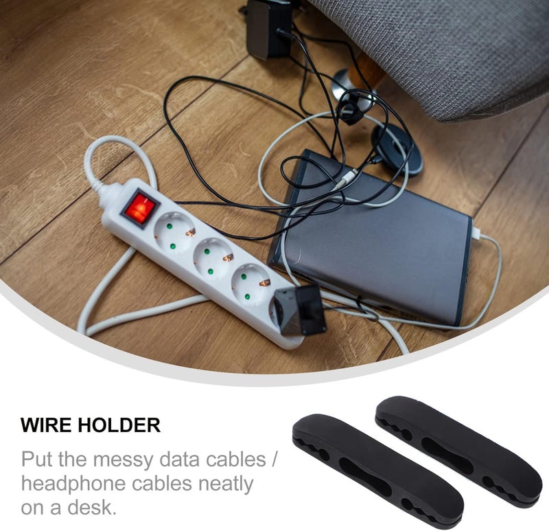 klarako 2pcs Cable Manager Cord Holders for Cables Desk Cable Clips Cord Management Clips Cable Straps Desk Cable Holder Wire Holders Clips Silica Gel Data Line Office Management Folder - Image 2