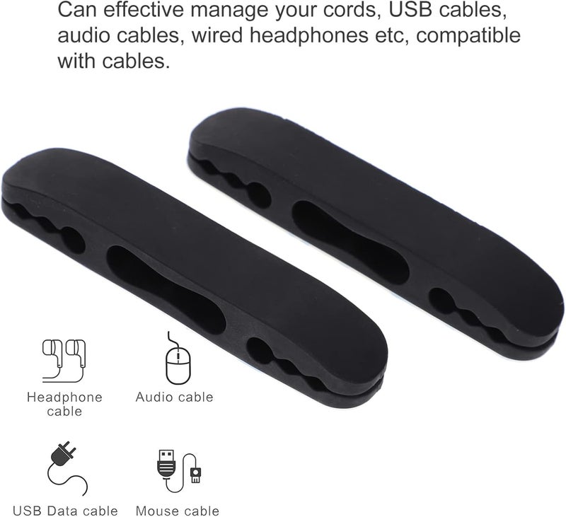 klarako 2pcs Cable Manager Cord Holders for Cables Desk Cable Clips Cord Management Clips Cable Straps Desk Cable Holder Wire Holders Clips Silica Gel Data Line Office Management Folder - Image 5