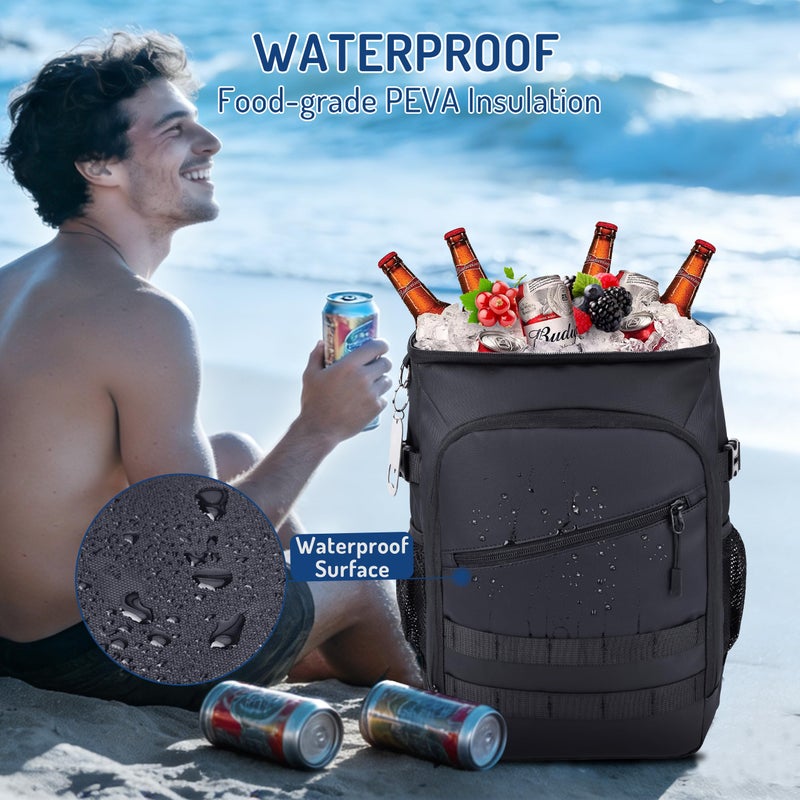 DEYACE Cooler Backpack, 33 Cans Tactical Inspired Backpack Cooler Insulated Leak Proof for Men & Women Portable 2 Leak Proof Compartments Coolers Bag for Beach Travel Picnic Lunch Hiking BBQ Camping - Image 5