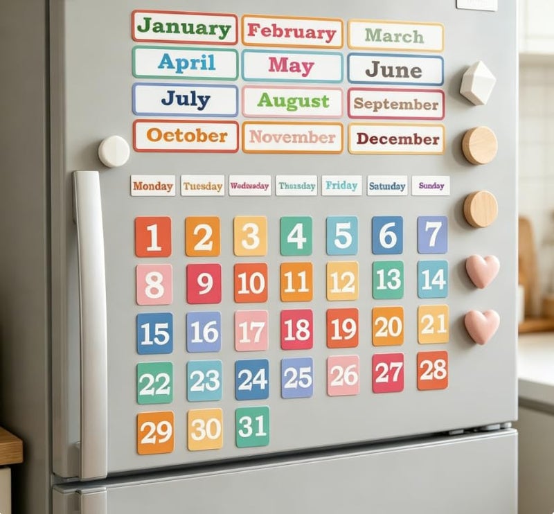 Topabel Calendar Magnets for Whiteboard and Refrigerator 50 Pieces Colorful Magnetic Days of The Week and Months for 2026 Class School New Year Classroom and Office - Image 4