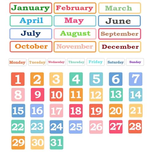 Topabel Calendar Magnets for Whiteboard and Refrigerator 50 Pieces Colorful Magnetic Days of The Week and Months for 2026 Class School New Year Classroom and Office - Image 5