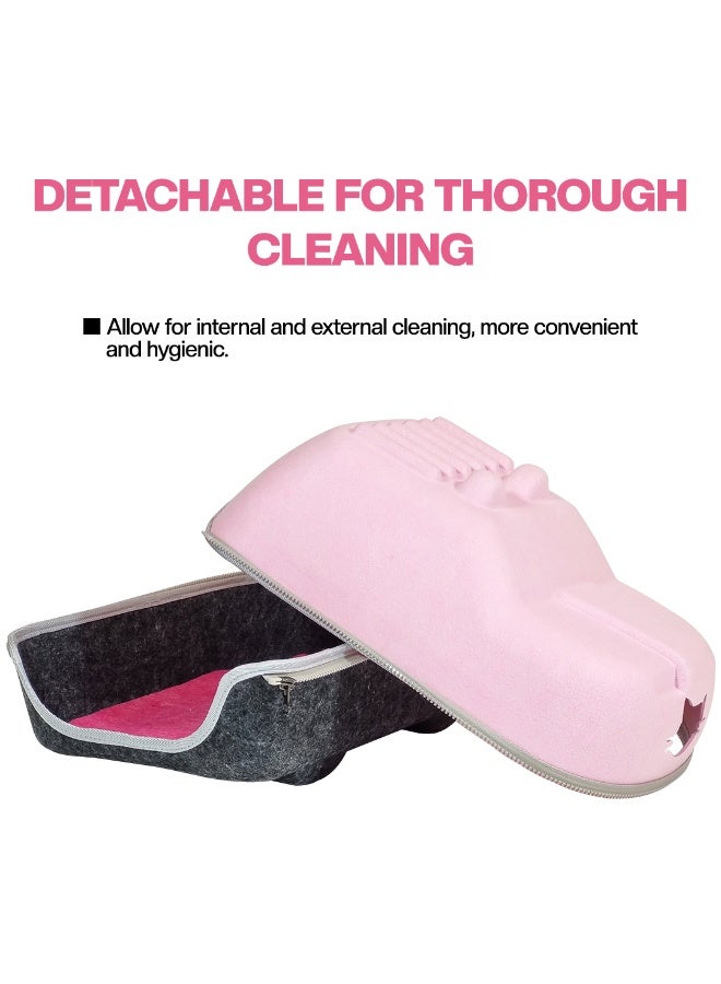 NNC PETS Cat bed with Durable zipper, Ventilation hole, and Removable mat, Enclosed felt cat house bed for Kittens & Adult cats, Ideal for Indoor/Outdoor use, Detachable & Easy to clean 40 cm (PINK) - Image 4