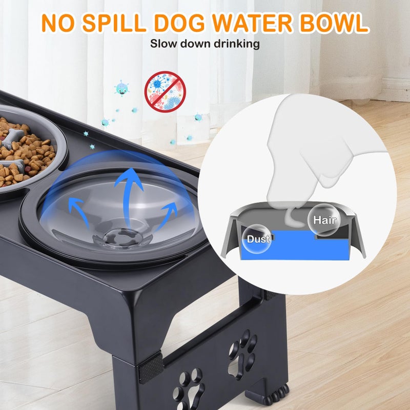 LALOBLUE Elevated Dog Bowls, Raised Dog Bowl with 2 Stainless Steel Dog Food Bowls, Dog Bowls Stand Adjusts to 5 Heights 2.95", 8.46", 9.65", 10.82", 12.01" for Small Medium Large Dogs Cats Pets,Black - Image 3