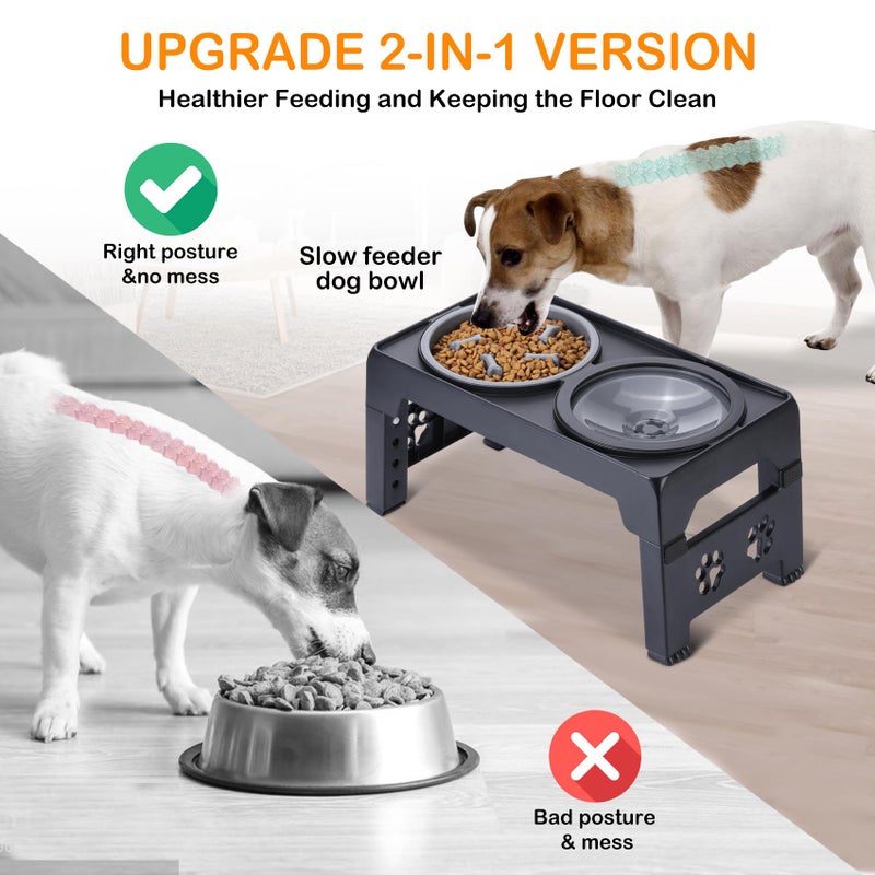 LALOBLUE Elevated Dog Bowls, Raised Dog Bowl with 2 Stainless Steel Dog Food Bowls, Dog Bowls Stand Adjusts to 5 Heights 2.95", 8.46", 9.65", 10.82", 12.01" for Small Medium Large Dogs Cats Pets,Black - Image 4