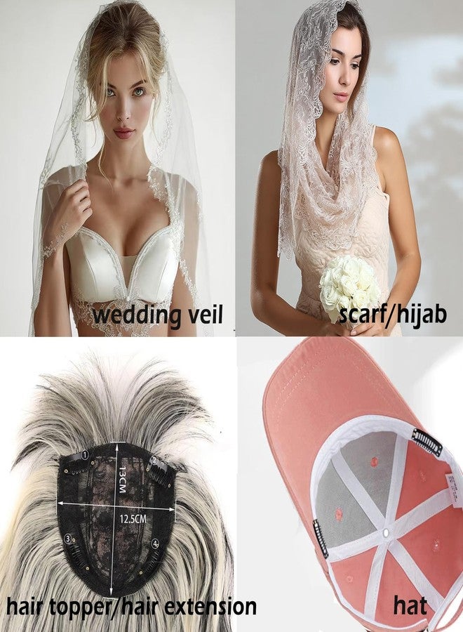 EXTACIO 8pcs/Pack Chunni Clips for Wedding Veil, Wig & Scarf – Non-Slip Hair Extension Clips with Soft Rubber – Secure Dupatta, Hijab, Bridal Veil – Easy to Sew On, Silver - Image 4