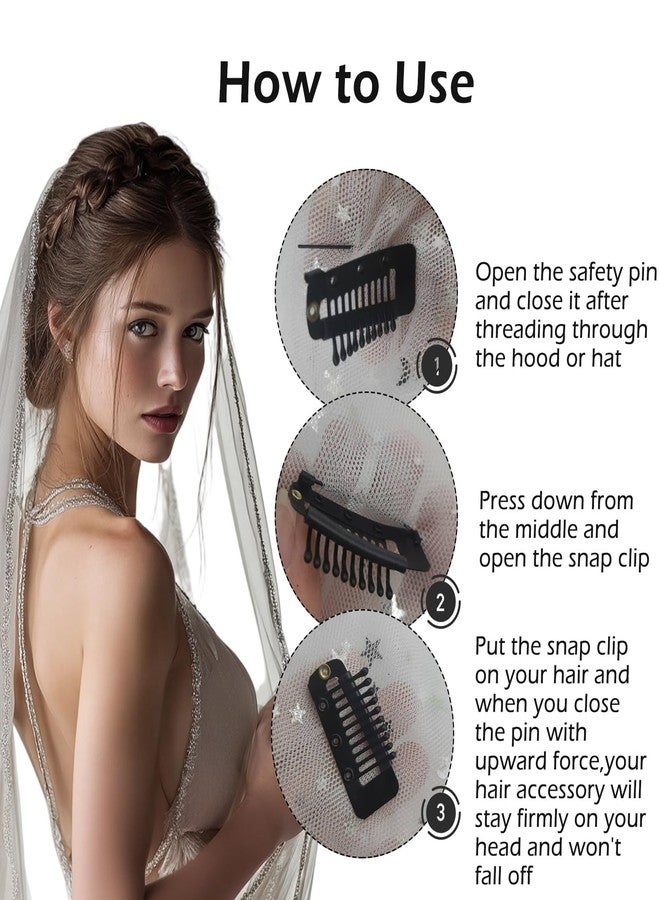 EXTACIO 8pcs/Pack Chunni Clips for Wedding Veil, Wig & Scarf – Non-Slip Hair Extension Clips with Soft Rubber – Secure Dupatta, Hijab, Bridal Veil – Easy to Sew On, Silver - Image 3