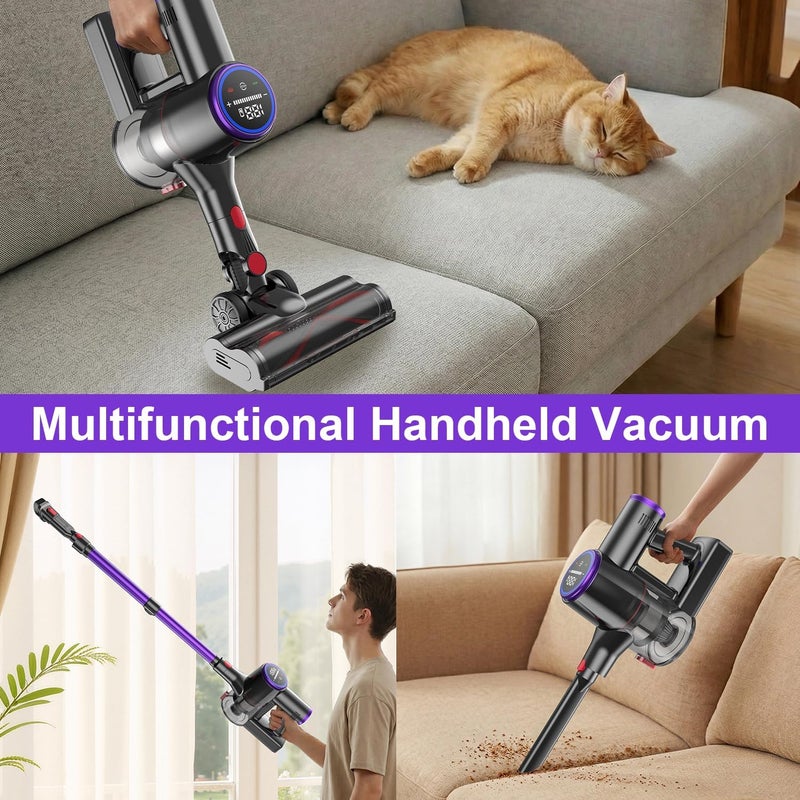 INGUNAR 40KPa Cordless Stick Vacuum Cleaner with LED Digital Display, Detachable Battery Anti-Tangle Brush Head,40Mins Runtime Detachable Battery, Powerful Vacuum for Home Car Pet Hair Hard Floor Carpet - Image 5