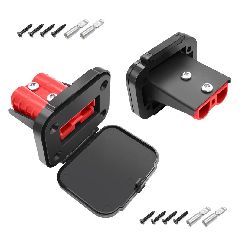GZSH Anderson Plug 2PCS 50A Quick Connect Wire Connectors with Mount and Cap 126 AWG Battery Quick Disconnect 12V36V Battery Quick Connect Waterproof SB50 for Car RV Trunk Boat Winch