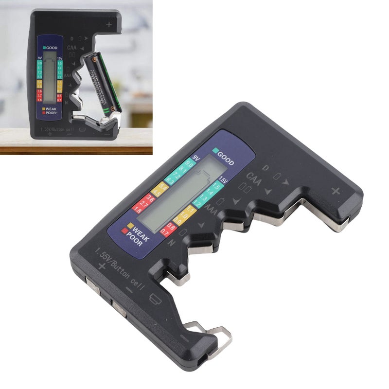 Digital Battery Capacity Gauge Tester Universal D C N AAA AA 9V 1.5V Button Cell Analyzer Black - Image 3