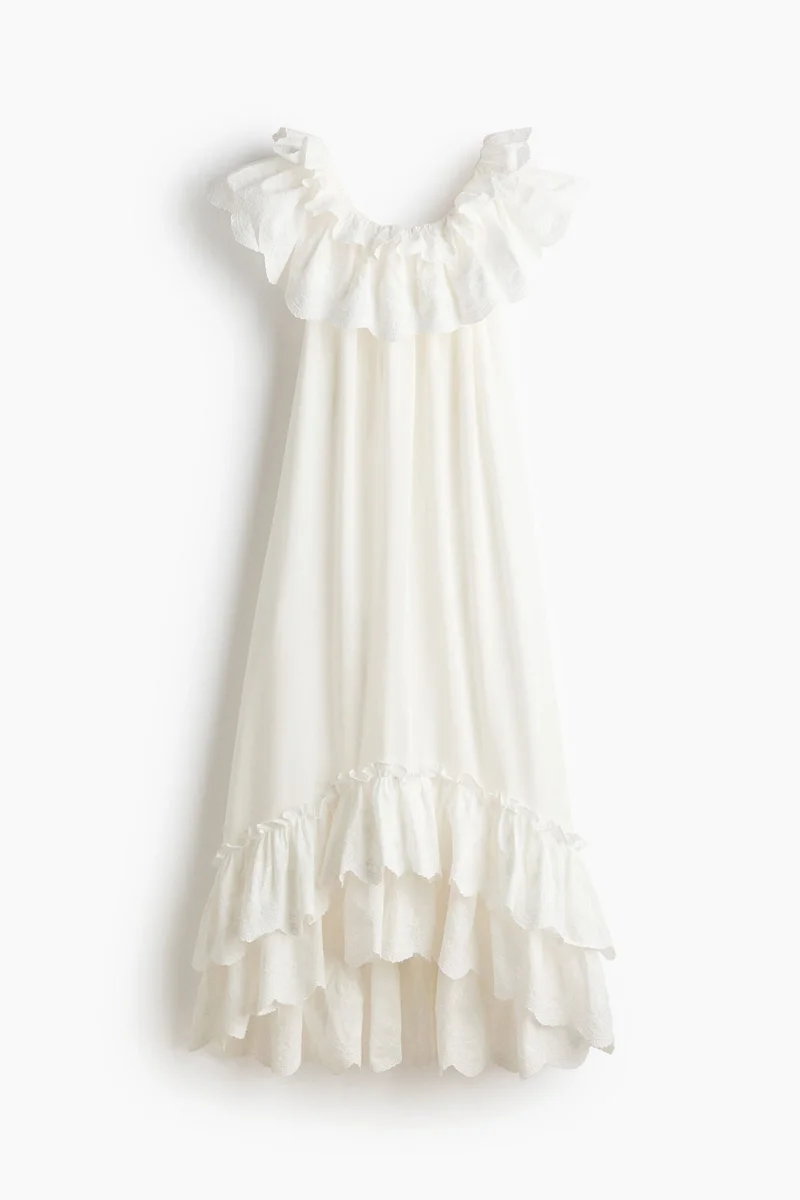 H&M  Frill-trimmed off-the-shoulder dress for Women | Best Price UAE