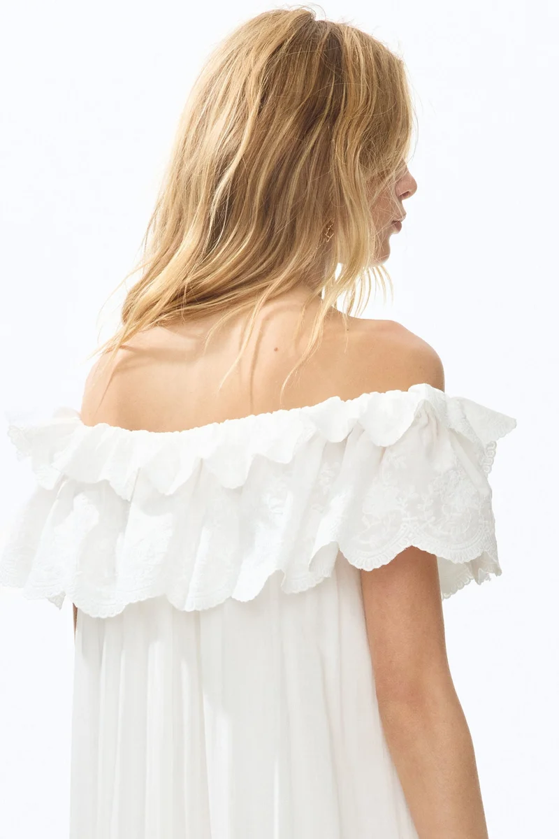 H&M  Frill-trimmed off-the-shoulder dress for Women | Best Price UAE