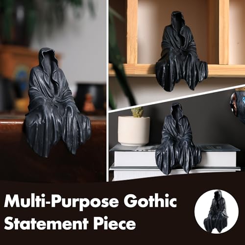 Joogour Tabletop Gothic Figurine Grim Reaper Statue - Gothic Spooky Sculpture for Garden or Bookshelf - 5.9 inch Mysterious Resin Dedor - Bookshelf Decor Fantasy. - Image 2