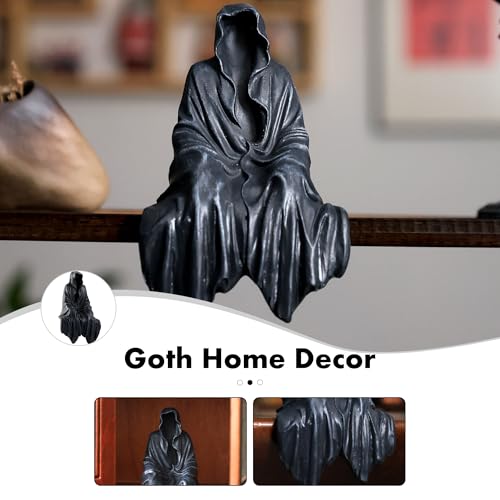 Joogour Tabletop Gothic Figurine Grim Reaper Statue - Gothic Spooky Sculpture for Garden or Bookshelf - 5.9 inch Mysterious Resin Dedor - Bookshelf Decor Fantasy. - Image 3