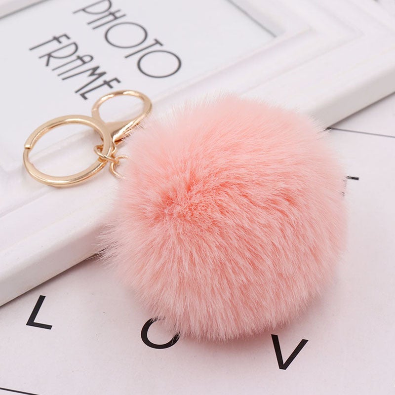 Imitation Rex Rabbit Fur Ball Keychain Fashion Ladies Bag Pendant Plush Car Keychain Pendant - Image 2