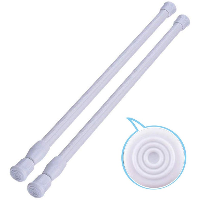 HILLHOME 2 Pack Small Tension Rods 157 in to 28 Curtain Rods Window Rods in Extendable Width Spring Cupboard Bars for Kitchen Utensils Closet and Cabinet Fit in The Spaces to Stay Up