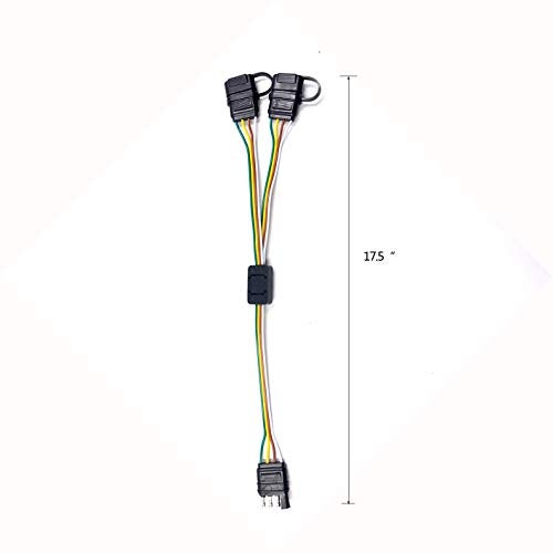 NEW SUN NEWSUN® Universal 4-Way Flat Y-Splitter Plug for Tailgate Light Bars & Trailer Lights,Plug & Play Adapter Extension Harness Wiring Plug 4 Pin Connectors, with Waterproof Cap - Image 2