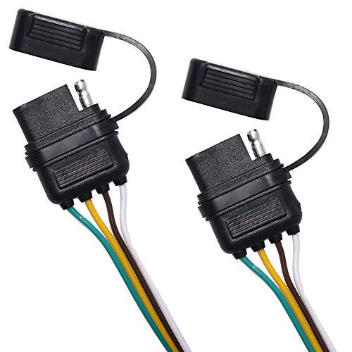 NEW SUN NEWSUN® Universal 4-Way Flat Y-Splitter Plug for Tailgate Light Bars & Trailer Lights,Plug & Play Adapter Extension Harness Wiring Plug 4 Pin Connectors, with Waterproof Cap - Image 3