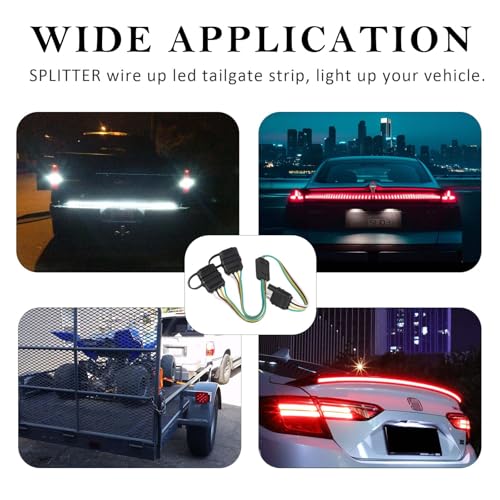 NEW SUN NEWSUN® Universal 4-Way Flat Y-Splitter Plug for Tailgate Light Bars & Trailer Lights,Plug & Play Adapter Extension Harness Wiring Plug 4 Pin Connectors, with Waterproof Cap - Image 4