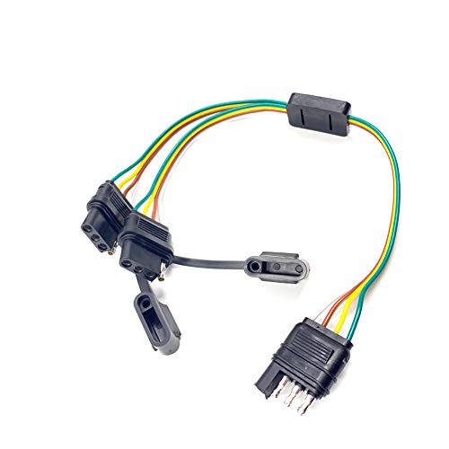 NEW SUN NEWSUN® Universal 4-Way Flat Y-Splitter Plug for Tailgate Light Bars & Trailer Lights,Plug & Play Adapter Extension Harness Wiring Plug 4 Pin Connectors, with Waterproof Cap - Image 5