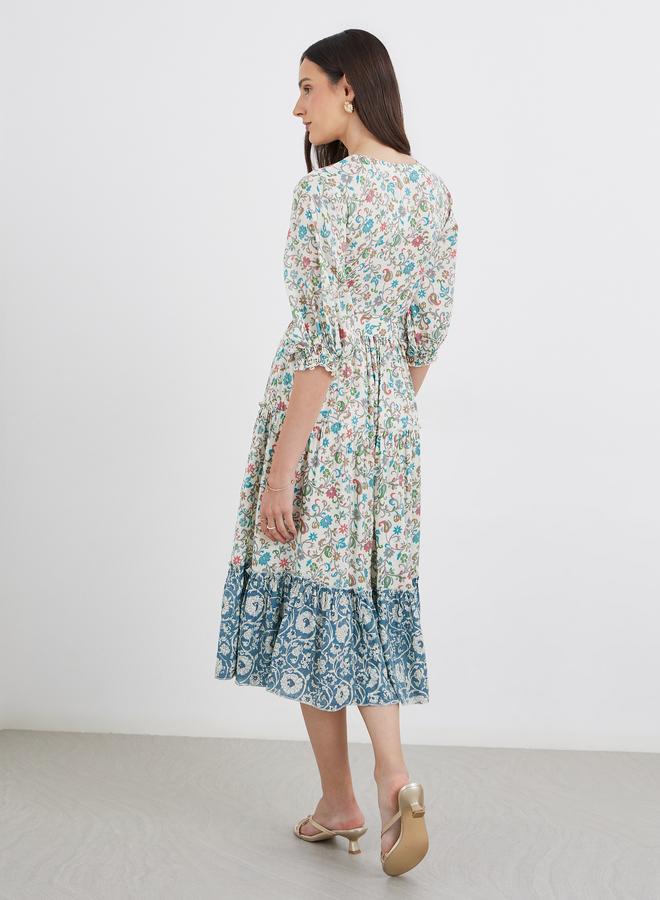 Maxim Creation Women Floral Print Midi Dress with Tie Belt - Image 5