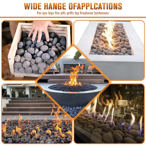 LuckySlycyc Black Lava Rocks for Fire Pit,2"-3" Natural Lava Stones, Black Lava Rocks for fire Pit and Fireplace（10 Pound） - Image 2