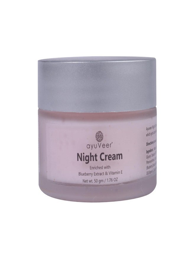 Ayuveer Night Cream With Blueberry Extract And Vitamin E | Brightening & Glowing Skin | Night Cream For Reduces Dark Spots, Dullness, Uneven Skin, Pigmentation, Winkle & Fine Lines - 50 G - Image 2