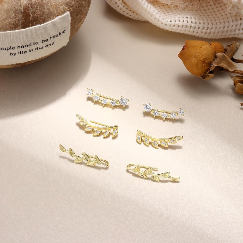 Finrezio 6Pairs Ear Cuffs Climber Hoop Earring CZ Arrow Crawler Stud Earring Jacket for Women - Image 5
