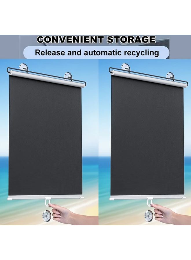 2Pcs No Drill Retractable Blackout Curtains 19 69 Inch Width Thermal Insulation UV Protection - Image 1