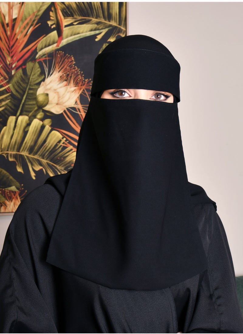 HAWRAA ABAYA - Long sun niqab with two elastic bands and a bow tie - Image 1