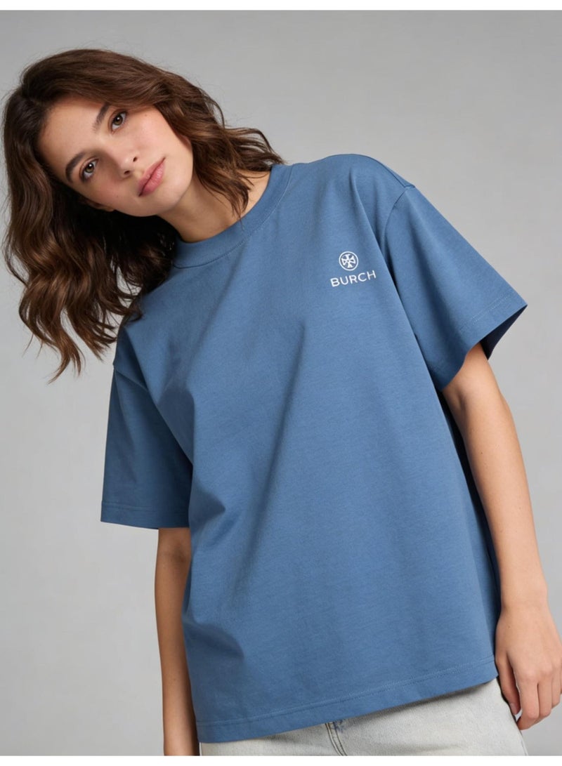 Burch Oversized T-shirt with LOGO, 300G heavy 100% cotton double yarn T-shirt, unisex leisure gym shirt, counter quality T-shirt, and versatile loose T-shirt in daily trend. - Image 1
