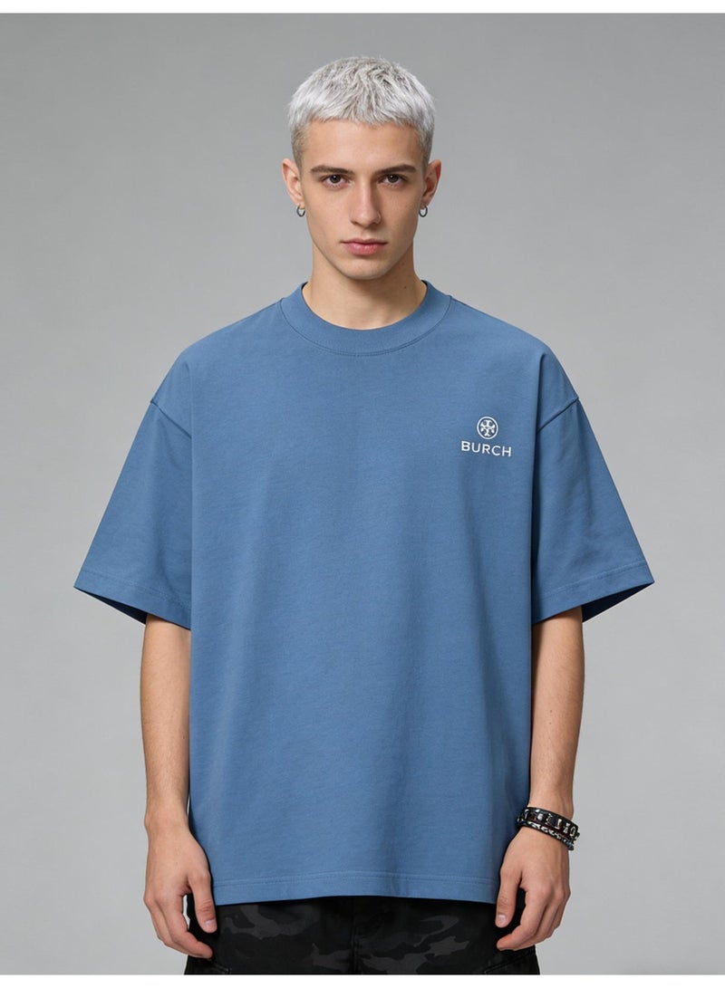 Burch Oversized T-shirt with LOGO, 300G heavy 100% cotton double yarn T-shirt, unisex leisure gym shirt, counter quality T-shirt, and versatile loose T-shirt in daily trend. - Image 2