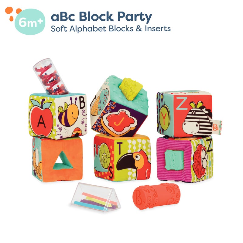 B. toys â€“ Soft Fabric Building Blocks for Toddlers â€“ Educational Alphabet Blocks with Textured Shapes â€“ Stack & Play ABC Blocks for 6 Months+ - Image 5