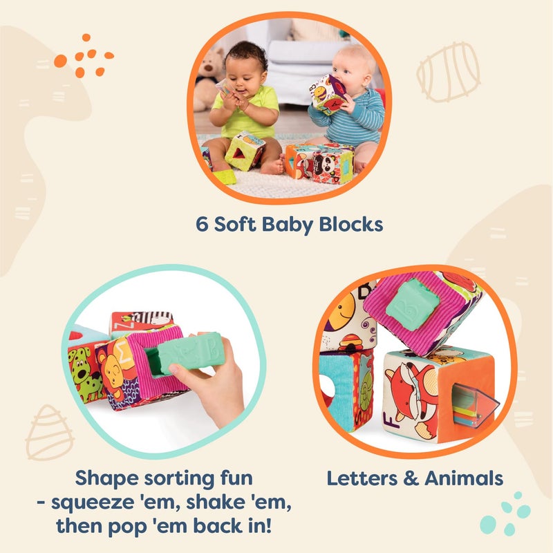 B. toys â€“ Soft Fabric Building Blocks for Toddlers â€“ Educational Alphabet Blocks with Textured Shapes â€“ Stack & Play ABC Blocks for 6 Months+ - Image 2