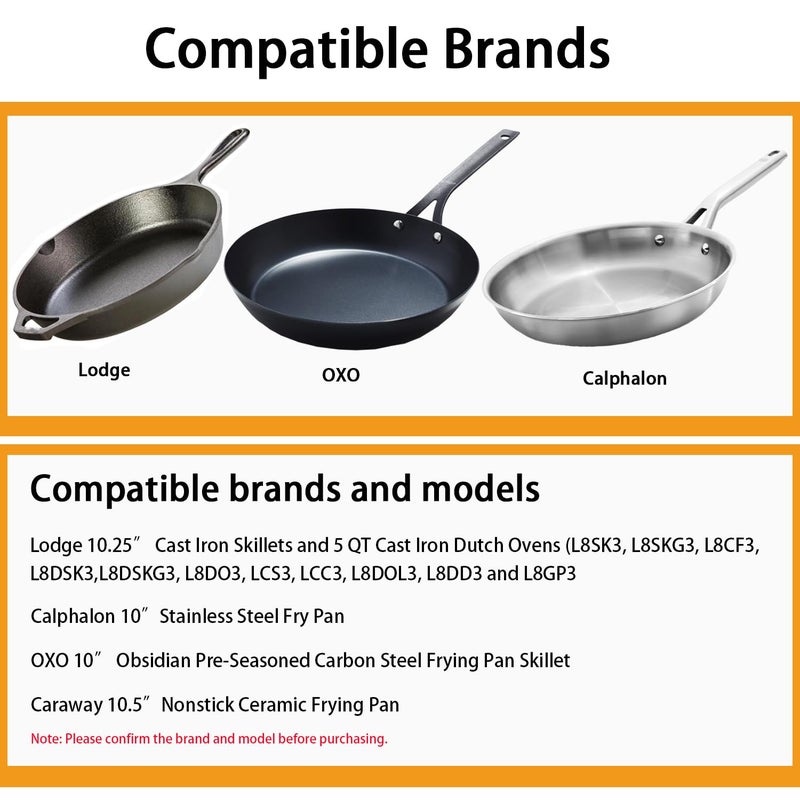 CORYTAO 10 Inch Tempered Glass Lid Compatible with Lodge Skillets, Caraway Frying Pan, OXO Obsidian Fry Pan Skillet, Pan Lid, Pot Cover, Dutch Ovens and Other 10-10.25" Cookware - Image 3