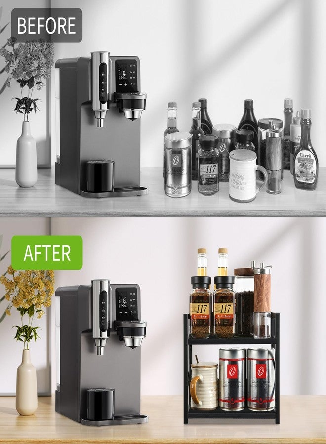 YINMIT Countertop Shelf Organizer,Coffee Bar Accessories,Spice Rack,Coffee Counter Shelf,2 Tier Coffee Organizer Station for Mugs,Cups,Cream,Syrup (Black, Small) - Image 5