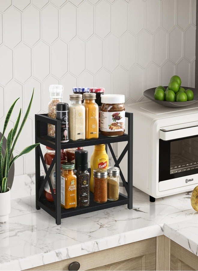 YINMIT Countertop Shelf Organizer,Coffee Bar Accessories,Spice Rack,Coffee Counter Shelf,2 Tier Coffee Organizer Station for Mugs,Cups,Cream,Syrup (Black, Small) - Image 4