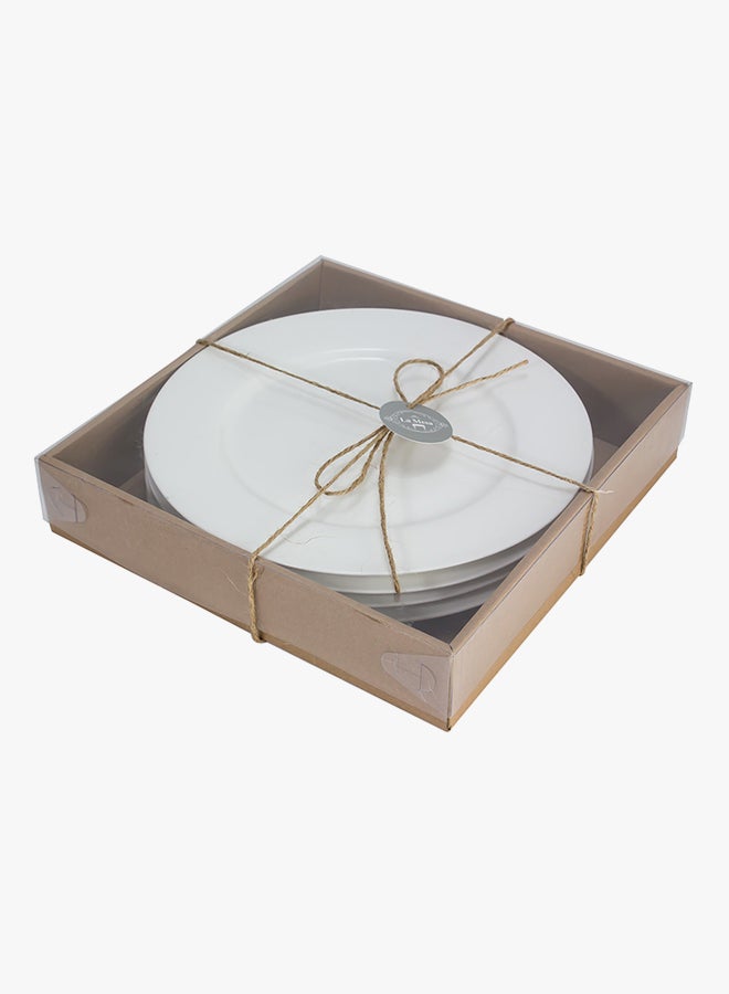 La Mesa 4-Piece Basic Porcelain Dinner Plate Set White 10.5inch - Image 3