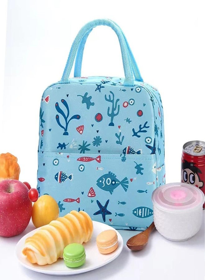 AIMERS Lunch Bag for Men, Women, Lunch Bag for Office, Travel Lunch Pouch, Water Resistant Lunch Box with Handle, Tiffin Lunch Bag for School, College, and Picnic - Blue Fish Lunch Bag - Image 5
