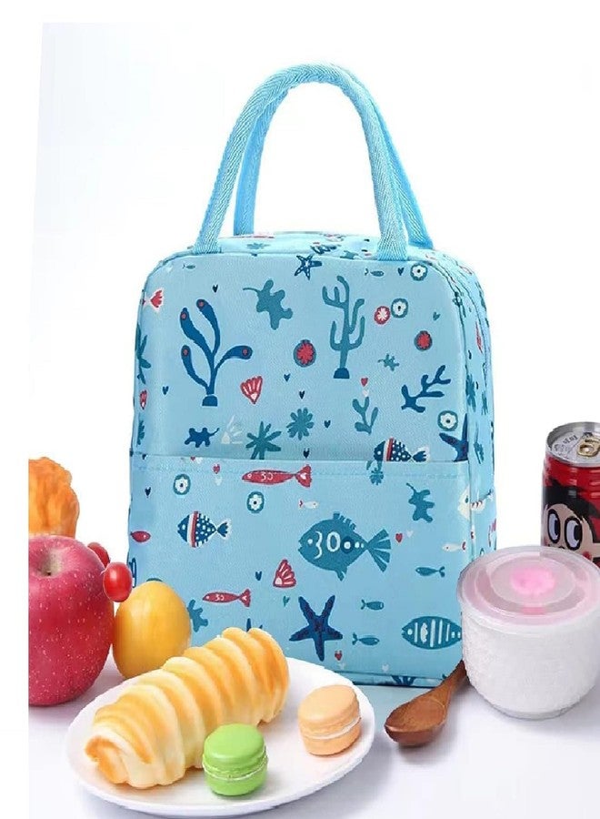 AIMERS Lunch Bag for Men, Women, Lunch Bag for Office, Travel Lunch Pouch, Water Resistant Lunch Box with Handle, Tiffin Lunch Bag for School, College, and Picnic - Blue Fish Lunch Bag - Image 1