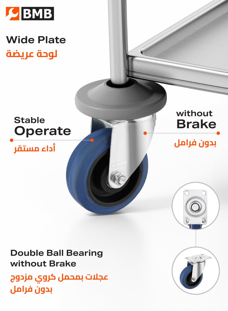 BMB tools Heavy duty Blue Rubber Medium Duty Caster Plate Swivel 5 Inch  Steel Fixture 2.3MM  Bottom 3.0MM - Image 3