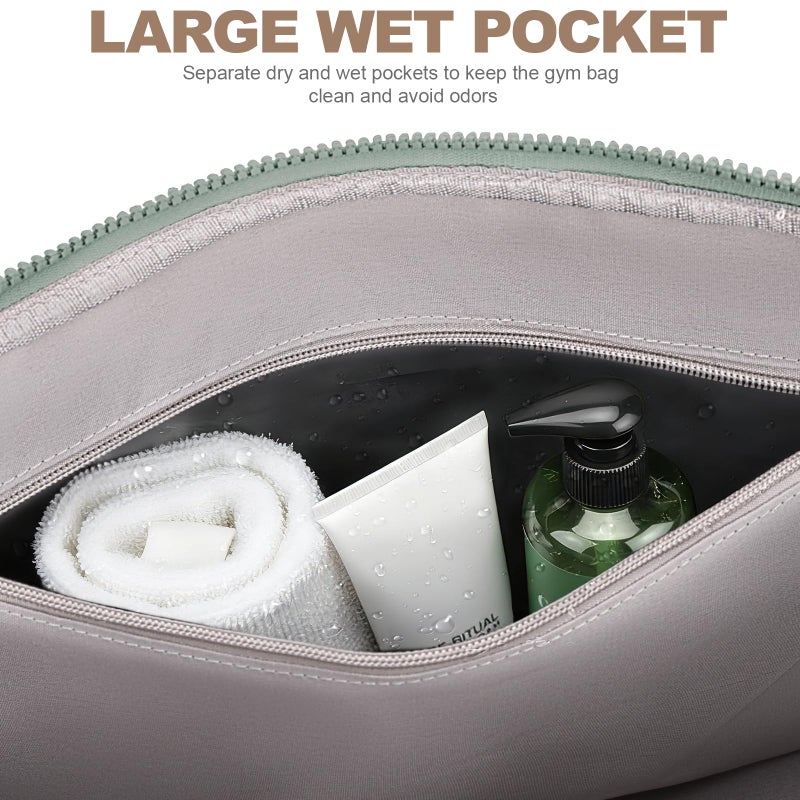 SYTRAH Gym Bag for Women, Duffle Weekender Bags for Travel, Lightweight Weekender Tote with Wet Pocket for Sports, Workout and Dance Green - Image 5