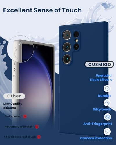 CUZMIGO for Samsung Galaxy S24 Ultra Silicone Case, Slim Fit Premium Liquid Silicone Shockproof Phone Cover, Upgraded Camera Protection and Microfiber Lining, Navy Blue - Image 2