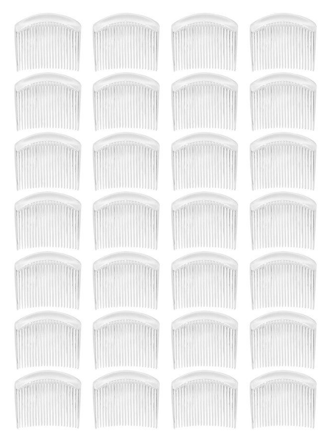 Angla 28 Pack Clear White Small Plastic Hair Side Comb With Long Teeth Hairpins Grips Barrettes Clamps Bows for Women Bridal Wedding Veil Decorative Headpiece French Twist Updo Bun Accessories - Image 1