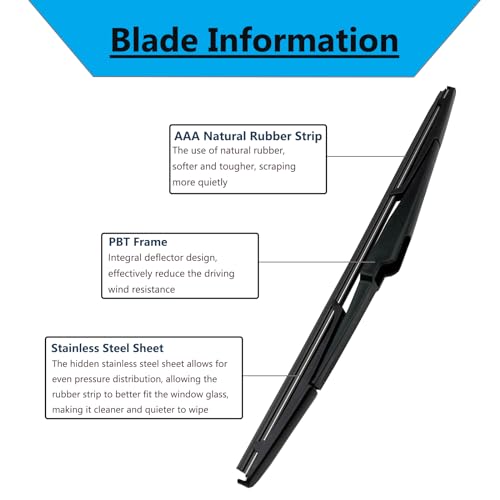 DAZOM Rear Wiper Blade - 13" Rear Windshield Wiper Blades for Hyundai Santa Fe 2013-2022, XL 2013-2019, Sport 2013-2018, Back Glass Wiper Blade for Original Equipment Replacement - Image 4