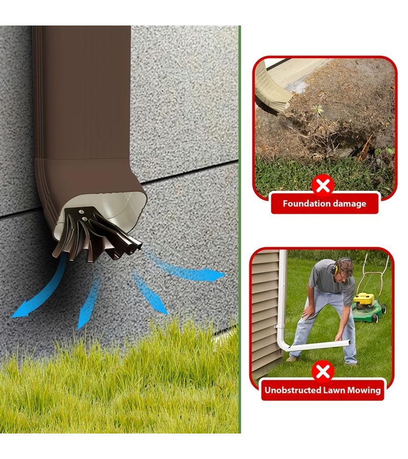 2pcs Black Gutter Downspout Divider Drainage Extension Pipe for Rainwater Dispersal - Image 3