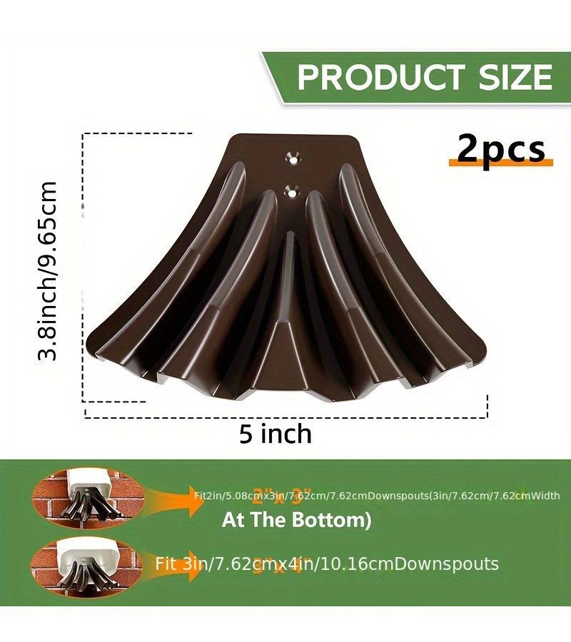 2pcs Black Gutter Downspout Divider Drainage Extension Pipe for Rainwater Dispersal - Image 2