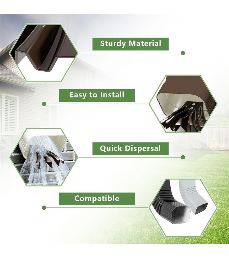 2pcs Black Gutter Downspout Divider Drainage Extension Pipe for Rainwater Dispersal - Image 4