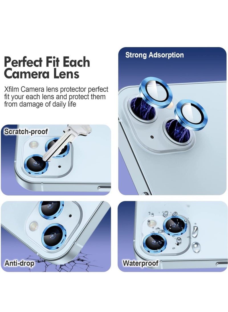 Raxoom iPhone 14 - iPhone 14 Plus Camera Lens Protector, 9H Tempered Glass Camera Cover Screen Protector Metal Individual Ring for iPhone 14 6.1 inch iPhone 14 Plus 6.7 inch (Blue) - Image 3