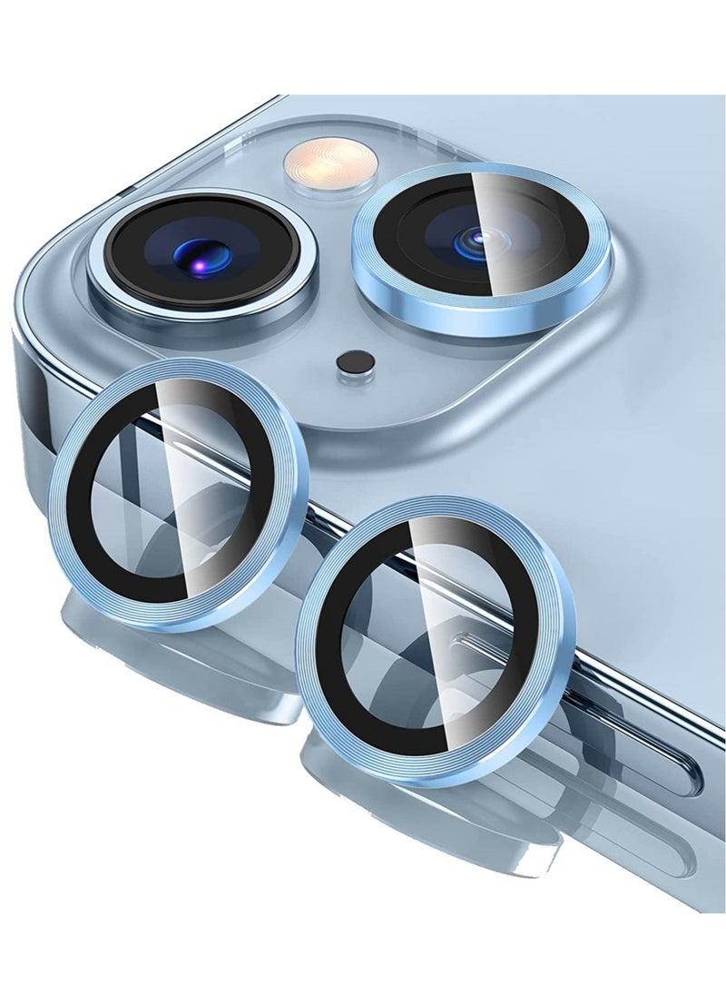 Raxoom iPhone 14 - iPhone 14 Plus Camera Lens Protector, 9H Tempered Glass Camera Cover Screen Protector Metal Individual Ring for iPhone 14 6.1 inch iPhone 14 Plus 6.7 inch (Blue) - Image 1