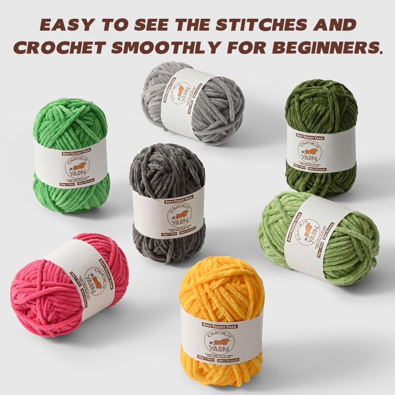 OMoiut Fluffy Velvet Yarn for Crocheting, Chunky Chenille Baby Blanket Yarn for Crocheting, Soft Fuzzy Puzzle Yarn for Knitting, 50g/1.77oz Bulky Thick Amigurumi Crochet Yarnsï¼ˆLime Greenï¼‰ - Image 4
